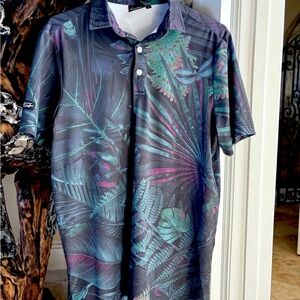 Men's Tropical Print Polo Shirt from Sunday Swagger
